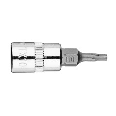 Spetsen TORX TX10 på en 1/4-tums fäste, kort, 37 mm.