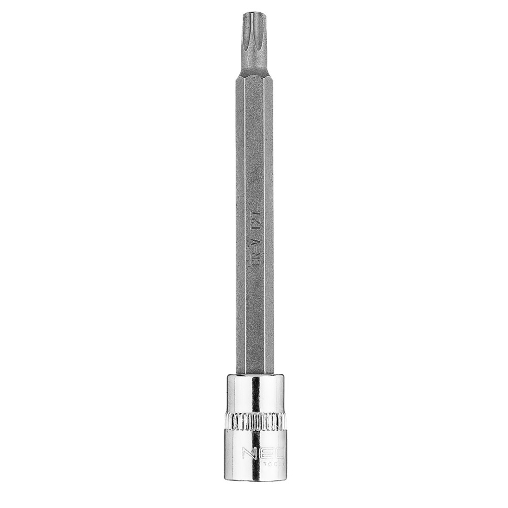 Spetsen TORX TX27 på en 1/4-tums fäste, lång, 87 mm. Spetsen TORX TX27 på en 1/4-tums fäste, lång, 87 mm.