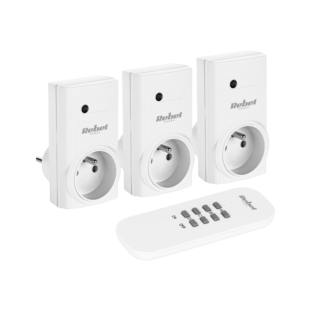 Gniazdo sieciowe Rebel sterowane pilotem (1+3) Gniazdo sieciowe Rebel sterowane pilotem (1+3)
