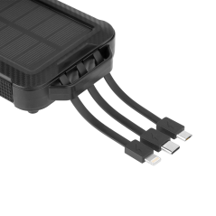 Solcellsladdare PowerBank Kruger&Matz 10000mAh Li-ion med 3 olika ändar | HandlaSmidigt.se