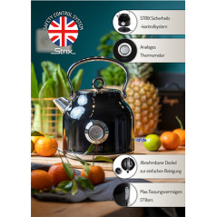 AD 1346 svart metallvattenkokare med termometer 1,7 liter strix