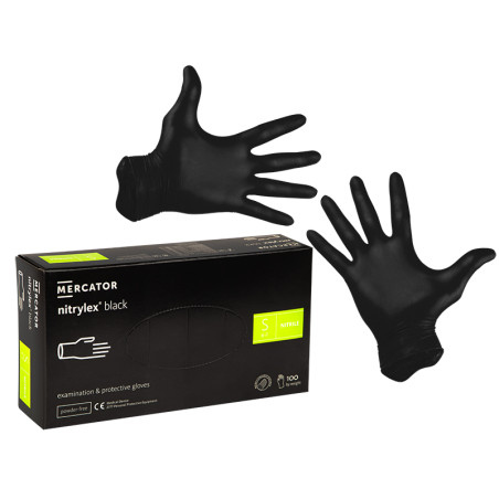 Nitrilhandskar svarta Mercator Nitrylex Black storlek S 100 st.