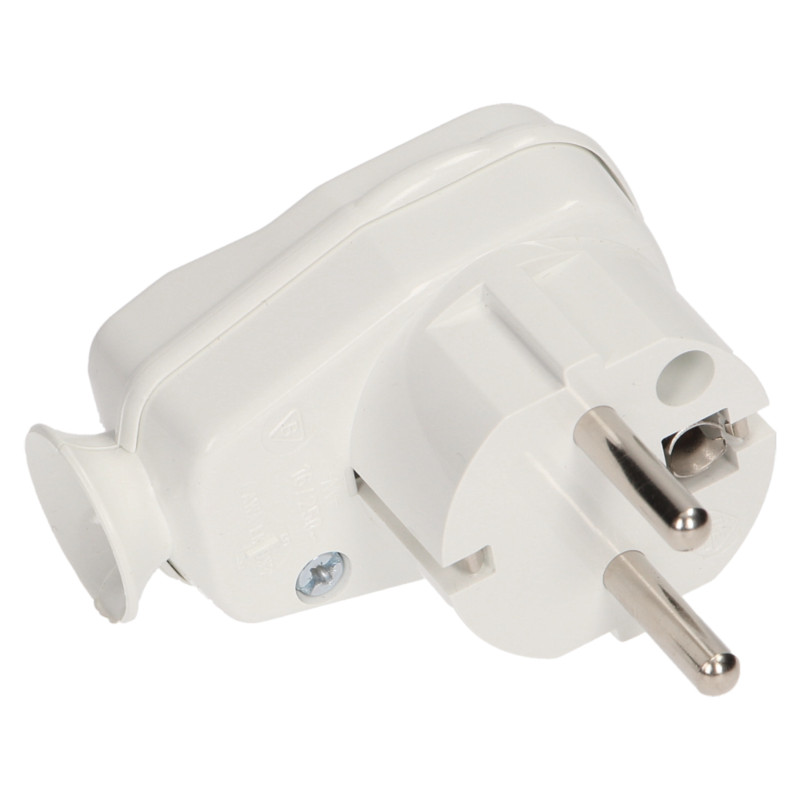 Vinklad stickkontakt 2P+Z med strömbrytare och indikatorljus