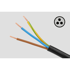 Nätadapter förlängningskabel Rebel svart 5 uttag med strömbrytare, kabel 5m (1,5mm)