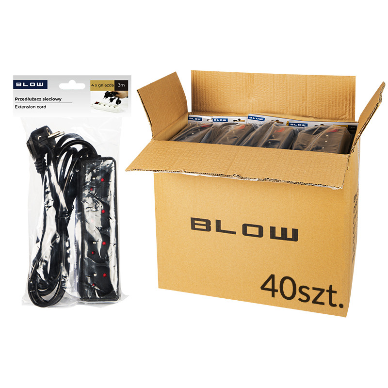 98-564- Förlängningssladd pr-470p 4-uttag med jordning 3m svart 3x1,5mm förpackning