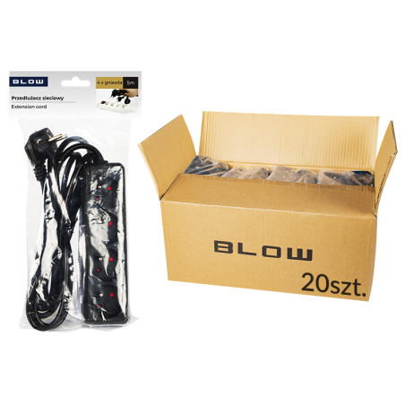 98-565 - Förlängningssladd pr-470p 4-uttag med jordning 5m svart 3x1,5mm förpackning