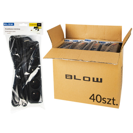 98-543 - Förlängningssladd pr-570p med 5 uttag med jordning 3m svart 3x1,5mm förpackning