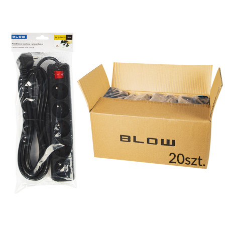 98-549 - Förlängningssladd pr-570wsp 5-uttag med jordning + strömbrytare 5m svart 3x1,5mm förpackning