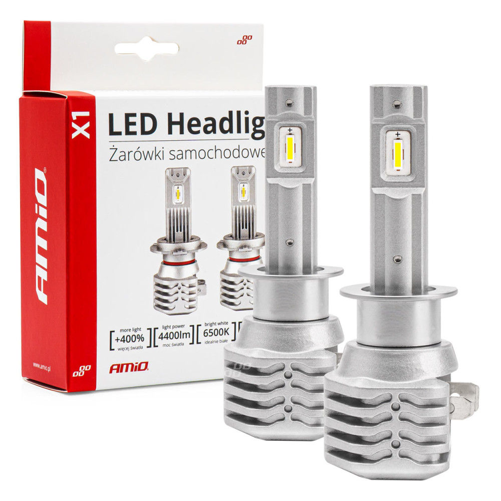 Bil LED-lampor serie x1 h1 6500k canbus amio-02963