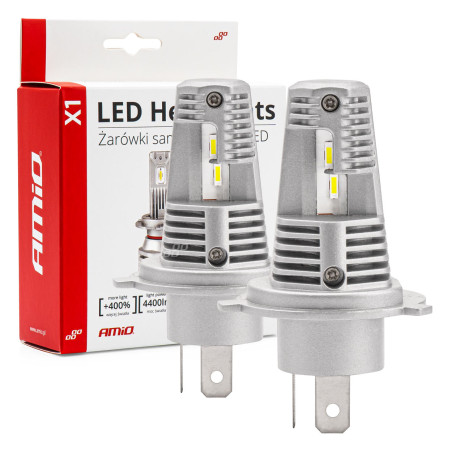 Bil LED-lampor serie x1 h4/h19 6500k canbus amio-02965