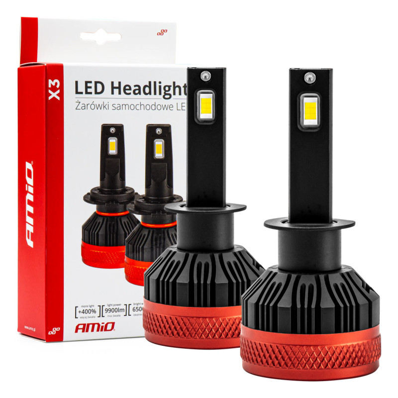 Bil LED-lampor serie x3 h1 6500k canbus amio-02977