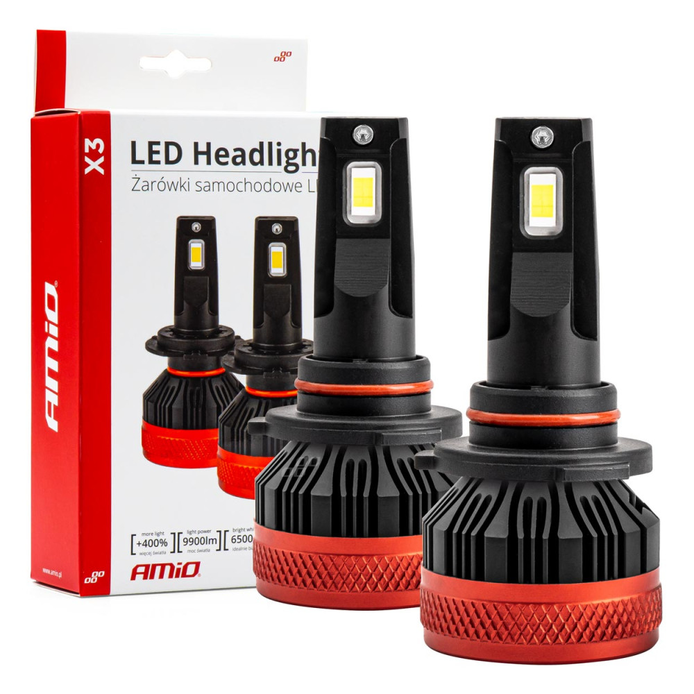 Bil LED-lampor serie x3 HB3 9005/HIR1 9011/H10 6500K Canbus AMIO-02982