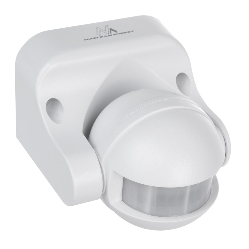 Rörelsesensor PIR Maclean, infraröd, IP44, vit, räckvidd 12m, max belastning 800/1200W, MCE358 W