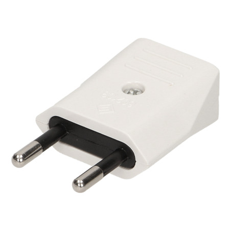 Platt stickkontakt utan jordning, 10A, vit