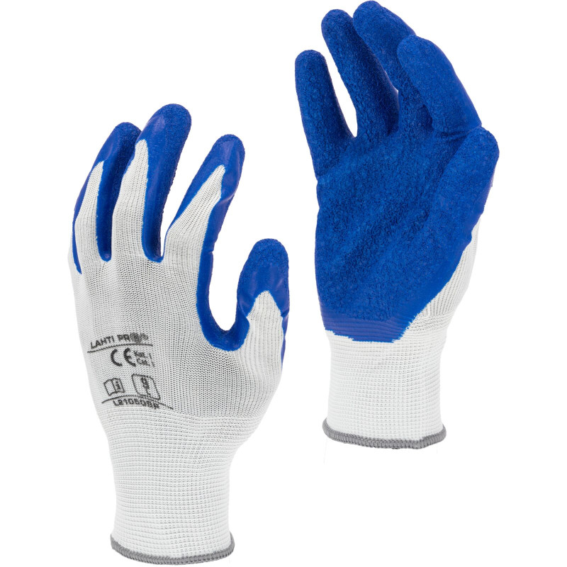 L210507W Skyddshandskar av polyester med beläggning, 7, 12 par, CE, LahtiPro