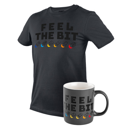 T-shirt med tryck, FEEL THE BIT, storlek XL