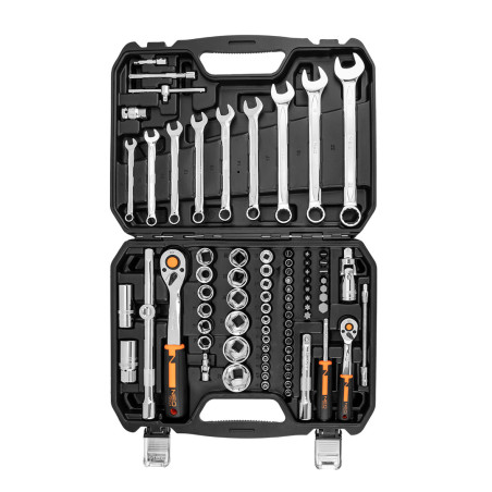 Hylsnyckelsats 1/2', 1/4', 82-delars set, CrV