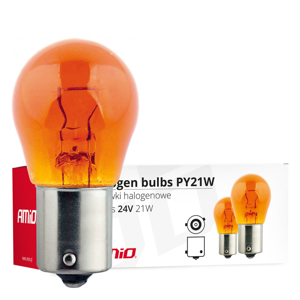 Halogenlampor py21w bau15s 24v 21w amber 10 st. (e8) amio-02573 Halogenlampor py21w bau15s 24v 21w amber 10 st. (e8) amio-02573