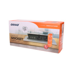 Möbeluttag infällt i bänkskivan med tjock kant, 2x2P+Z, 3 USB-portar, svart