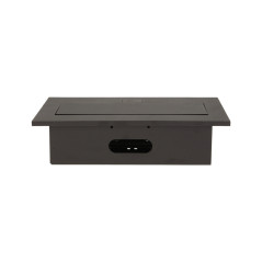 Möbeluttag infällt i bänkskivan med tjock kant, 2x2P+Z, 3 USB-portar, svart