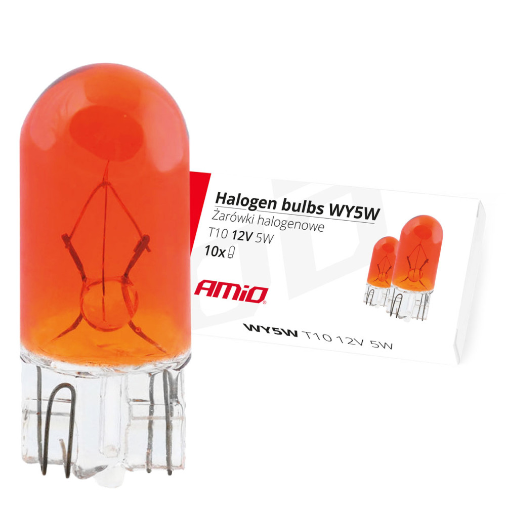 Halogenlampor wy5w t10 5w w2.1x9.5d amber 12v 10 st. amio-01481 Halogenlampor wy5w t10 5w w2.1x9.5d amber 12v 10 st. amio-01481