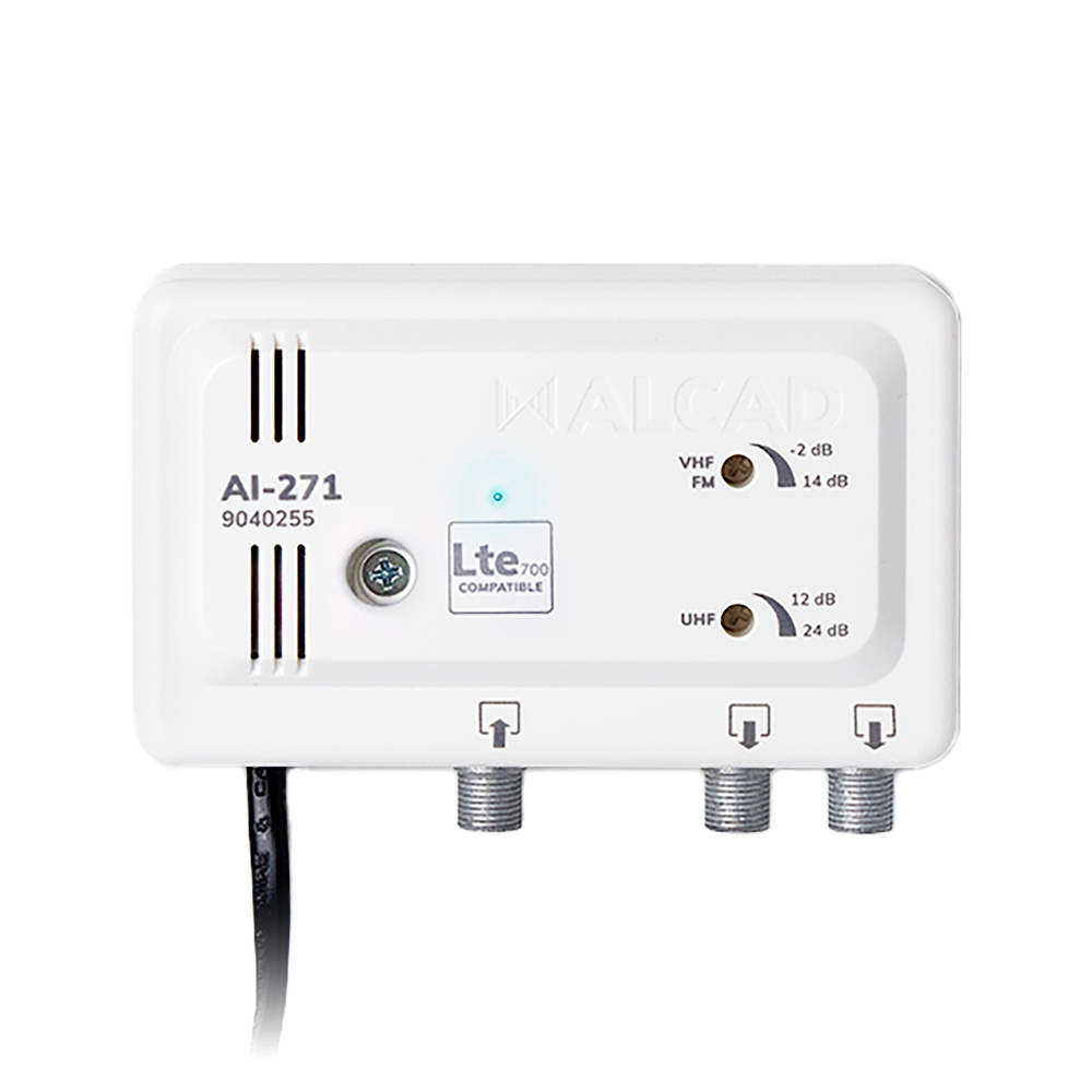 Inomhusantennförstärkare med 2 utgångar LTE700 AI-271 ALCAD Inomhusantennförstärkare med 2 utgångar LTE700 AI-271 ALCAD