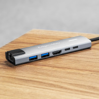 Adapter (HUB) USB typu C till HDMI/2x USB3.0/2x USB typu C/RJ45