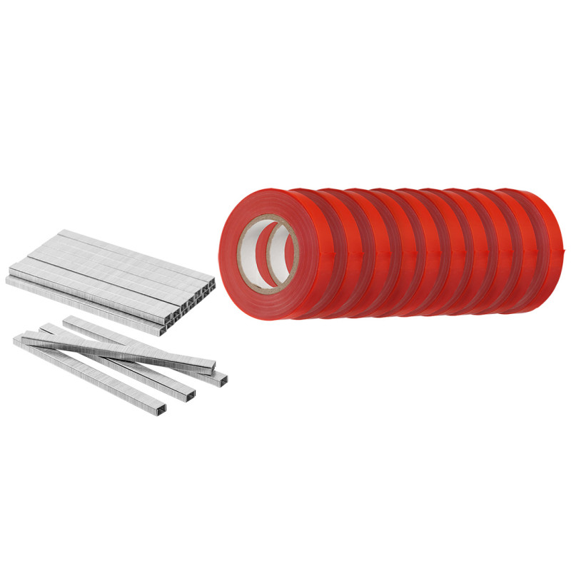 Bandset 10 stycken x 25 m och stiften 10 000 stycken.