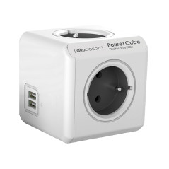 Grenuttag Power Cube ReWirable USB + 4 resekontakter, grå färg | HandlaSmidigt.se