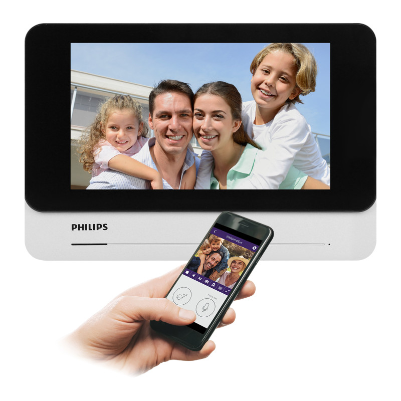 Philips WelcomeEye AddConnect, monitor, LCD 7', WI-FI + APP för telefon, portkontroll, intercom, för att utöka system från serie