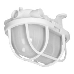 OVAL 7040T/P, belysningsarmatur, 40W, E27, IP44, IK10, matt polykarbonatskärm, polypropylenbas, plastnät, vit. |…