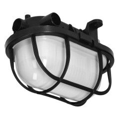 OVAL 7040T/P, belysningsarmatur, 40W, E27, IP44, IK10, matt polykarbonatskärm, polypropylenbas, plastnät, grå