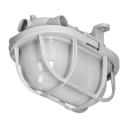OVAL 7040T/P, belysningsarmatur, 40W, E27, IP44, IK10, matt polykarbonat skärm, polypropylenbas, plastnät, sza |…