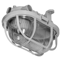 OVAL 7040T/P, belysningsarmatur, 40W, E27, IP44, IK10, transparent polykarbonatskärm, polypropylenbas, plastnät |…