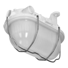 OVAL 7040T/R, belysningsarmatur, 40W, E27, IP44, IK10, matt polykarbonatskärm, polypropylenbas, metallnät spridare |…