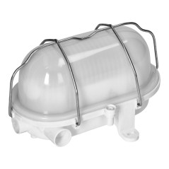 OVAL 7040T/R, belysningsarmatur, 40W, E27, IP44, IK10, matt polykarbonatskärm, polypropylenbas, metallnät spridare |…