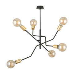 GIRO hängande lampa, max effekt 6x60W, E27, svart-guld | HandlaSmidigt.se
