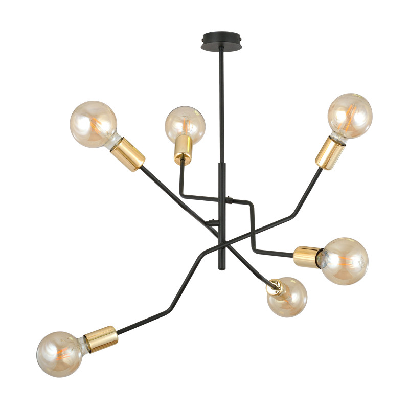 GIRO hängande lampa, max effekt 6x60W, E27, svart-guld