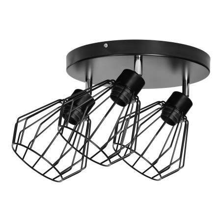 PINO vägg- och taklampa, max effekt 3x60W, E27, svart, rund bas, en nivå, rörliga lampskärmar
