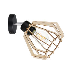 SOLIN vägglampa, max effekt 1x60W, E27, svart, trä | HandlaSmidigt.se