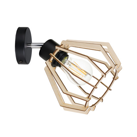 SOLIN vägglampa, max effekt 1x60W, E27, svart, trä