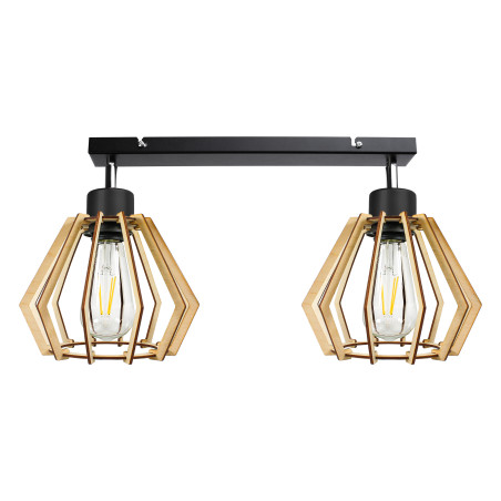 SOLIN vägg- och taklampa, max effekt 2x60W, E27, svart, trä | HandlaSmidigt.se