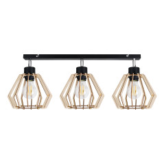 SOLIN vägg- och taklampa, max effekt 3x60W, E27, svart, trä | HandlaSmidigt.se