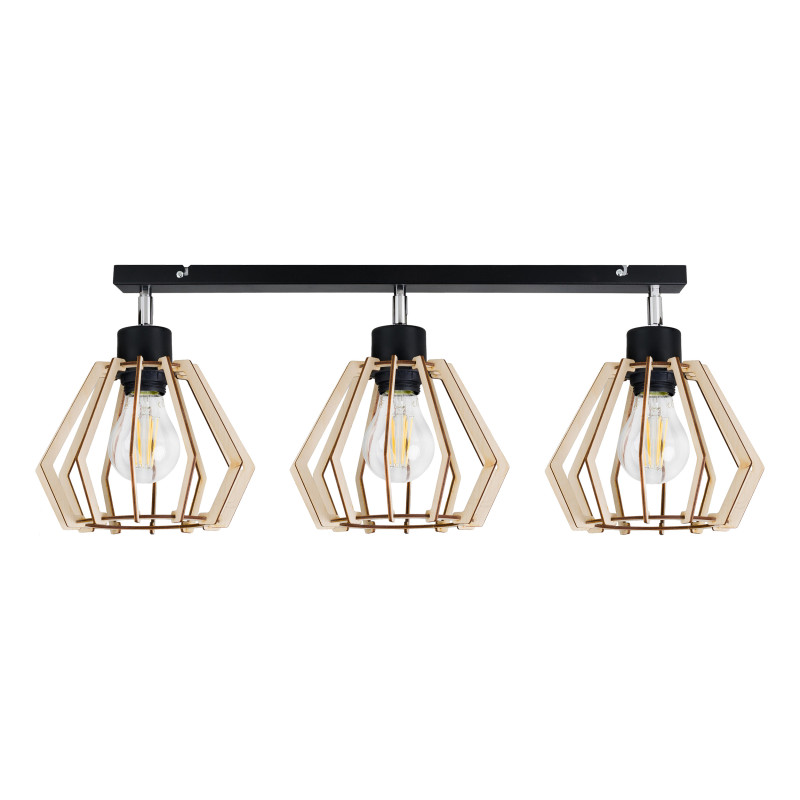SOLIN vägg- och taklampa, max effekt 3x60W, E27, svart, trä