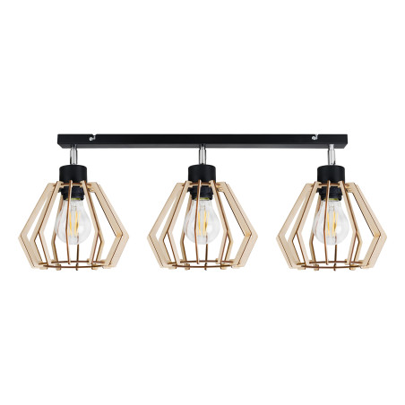 SOLIN vägg- och taklampa, max effekt 3x60W, E27, svart, trä