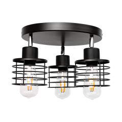 ISLA vägg- och takarmatur, max effekt 3x60W, E27, svart, rund bas, en nivå, rörliga lampskärmar