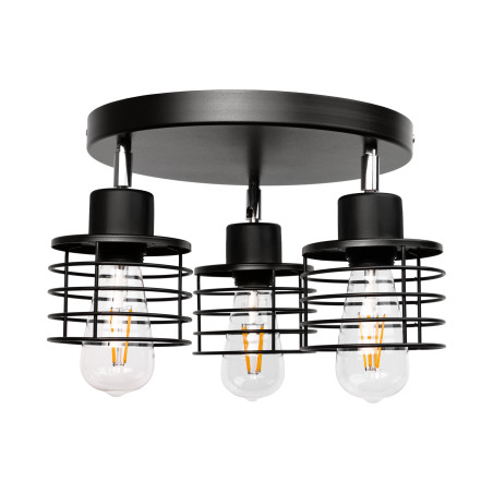 ISLA vägg- och takarmatur, max effekt 3x60W, E27, svart, rund bas, en nivå, rörliga lampskärmar