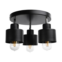 LISA vägg- och taklampa, max effekt 3x60W, E27, svart, rund bas, en nivå, rörliga lampskärmar