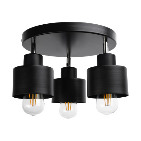 LISA vägg- och taklampa, max effekt 3x60W, E27, svart, rund bas, en nivå, rörliga lampskärmar