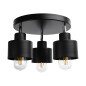 LISA vägg- och taklampa, max effekt 3x60W, E27, svart, rund bas, en nivå, rörliga lampskärmar
